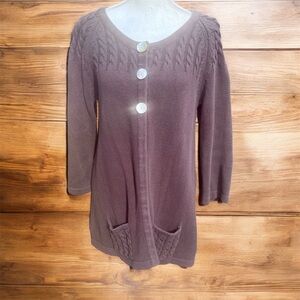 Kim Rogers Brown Knit Cardigan Sweater; Size Large